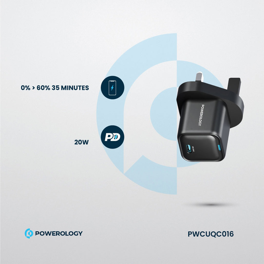 A Photo Of Powerology Ultra-Compact GaN Charger - Black-20w