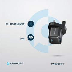 A Photo Of Powerology Ultra-Compact GaN Charger - Black-20w