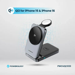 A Photo Of Powerology Qi2 Fast Charging Multi-Device Hub – Compact Wireless Charger for Apple Devices