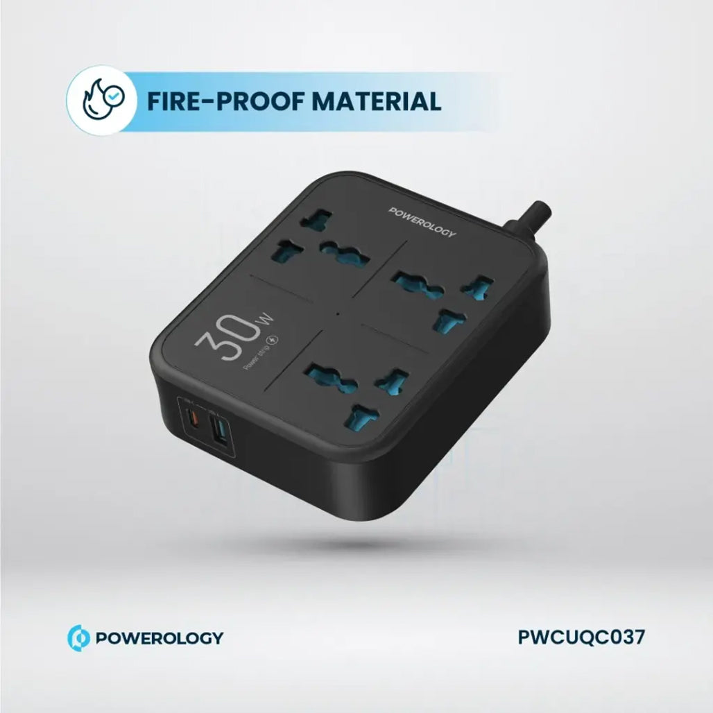 A Photo Of Powerology Power Strip 3250W 3AC - Black