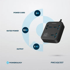 A Photo Of Powerology Power Strip 3250W 3AC - Black