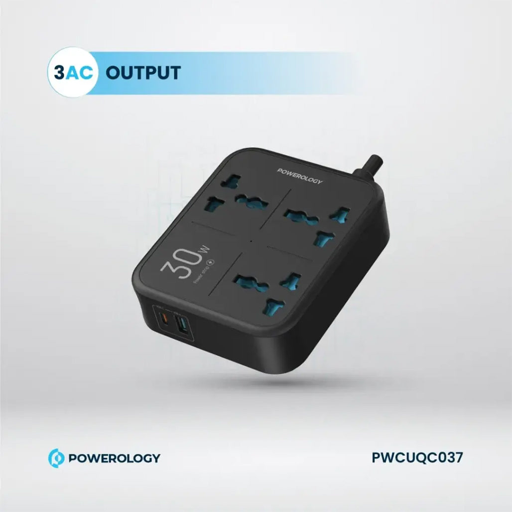 A Photo Of Powerology Power Strip 3250W 3AC - Black