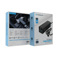 Powerology 300W Universal Car Power Inverter with Dual AC Outlets, USB-C PD 36W, QC 3.0 USB-A – Black