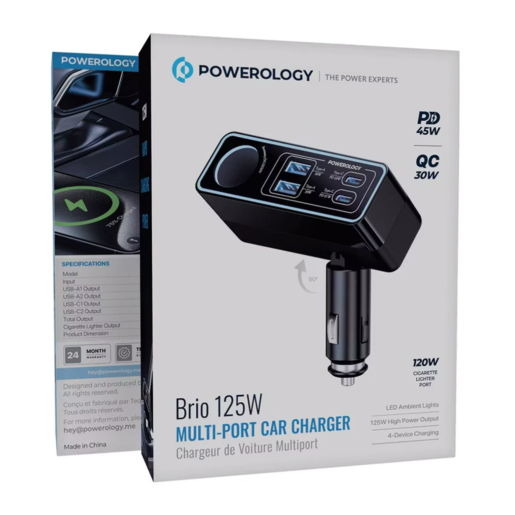 A Photo Of Powerology Brio 125W Multi-Port Car Charger