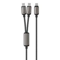 Powerology Zinco Series 2-In-1 Dual USB-C Cable - Dark Gray