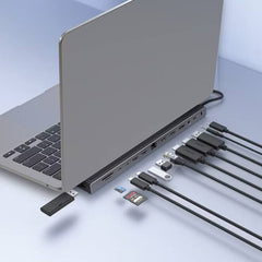A Photo Of Powerology Nexis 13-in-1 Multi-Display USB-C Hub & Laptop Stand