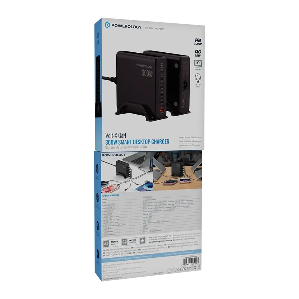 A Photo Of Powerology Volt-X GaN 300W Smart Desktop Charger - Black