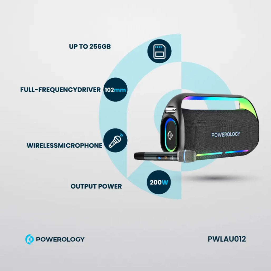 A Photo Of Powerology Deep Bass Party Speaker - Black