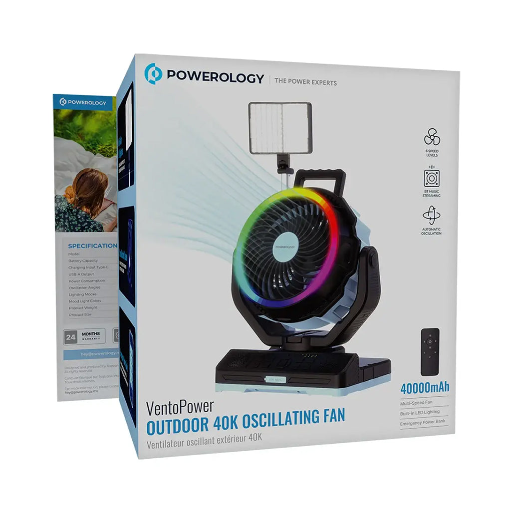 A Photo Of Powerology VentoPower Outdoor 40K Oscillating Fan - Blue/Black