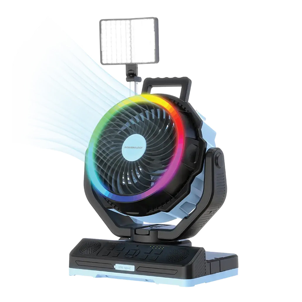 A Photo Of Powerology VentoPower Outdoor 40K Oscillating Fan - Blue/Black
