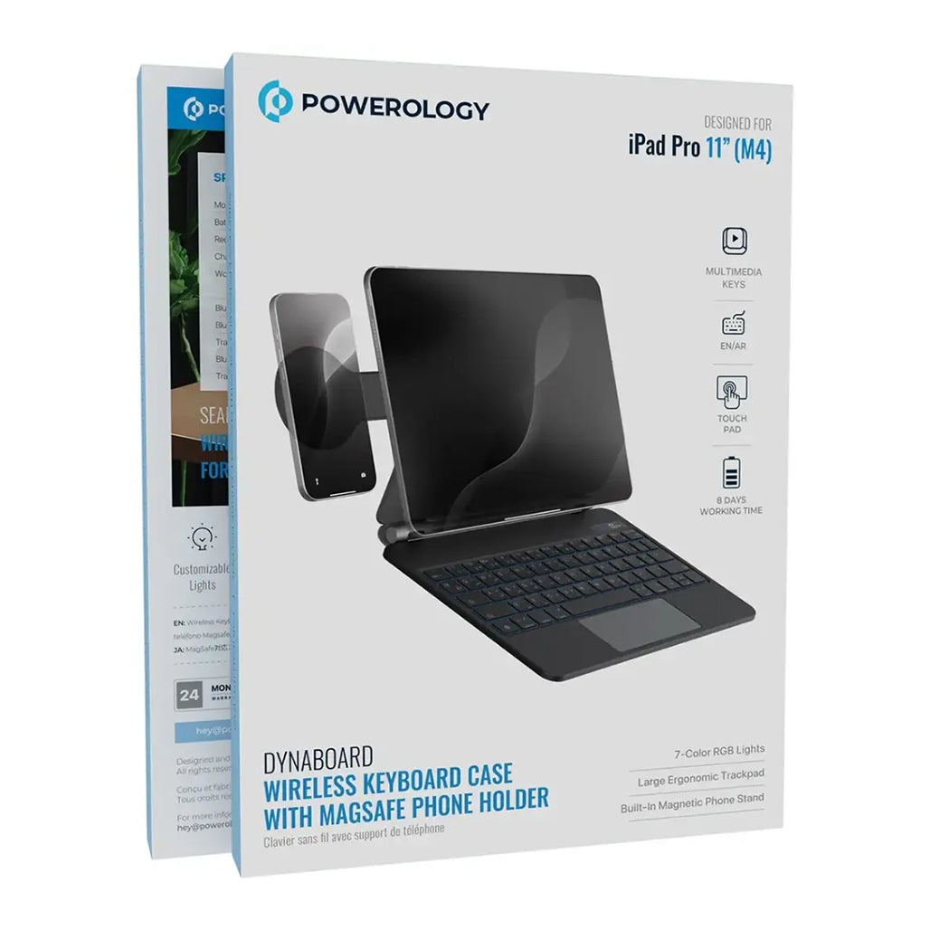 A Photo Of Powerology DynaBoard Wireless Keyboard Case With MagSafe Phone Holder for iPad 11
