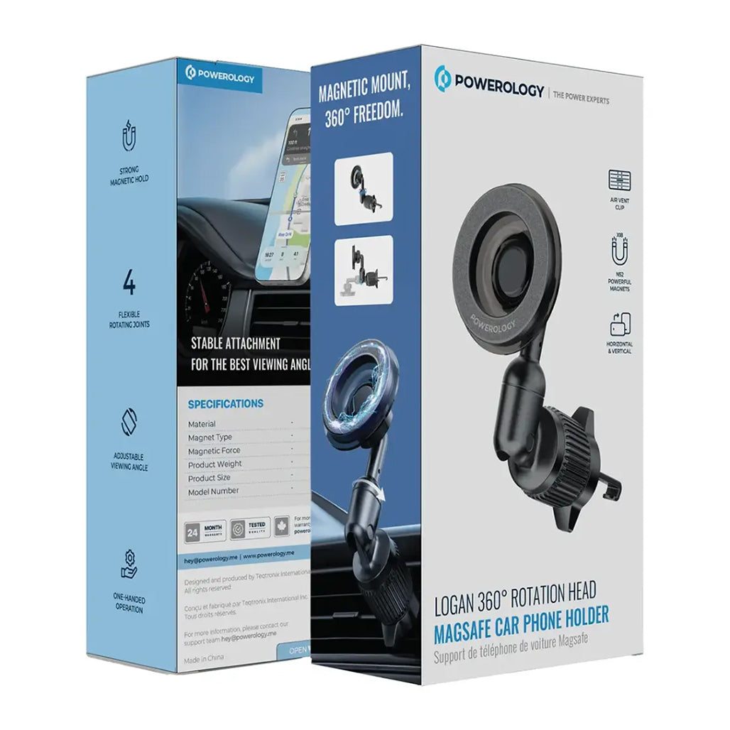 A Photo Of Powerology Logan 360° Rotation Head MagSafe Car Phone Holder