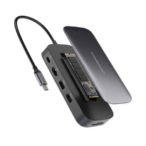 Powerology 512GB USB-C Hub & SSD Drive - All-in-One Connectivity and Storage with PD 100W - Gray