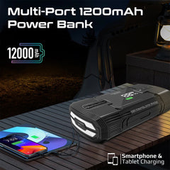 A Photo Of Promate PatrolPack-3 Car Jump Starter with 150PSI Air Compressor, 12000mAh Power Bank & LED Flashlight