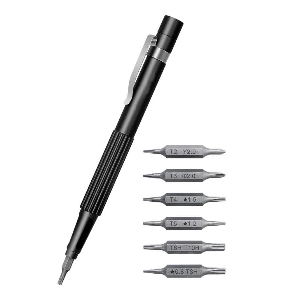 A Photo Of Pen Type Screwdriver 13 IN 1 - Compact, Portable, and Magnetic Black Tool Set