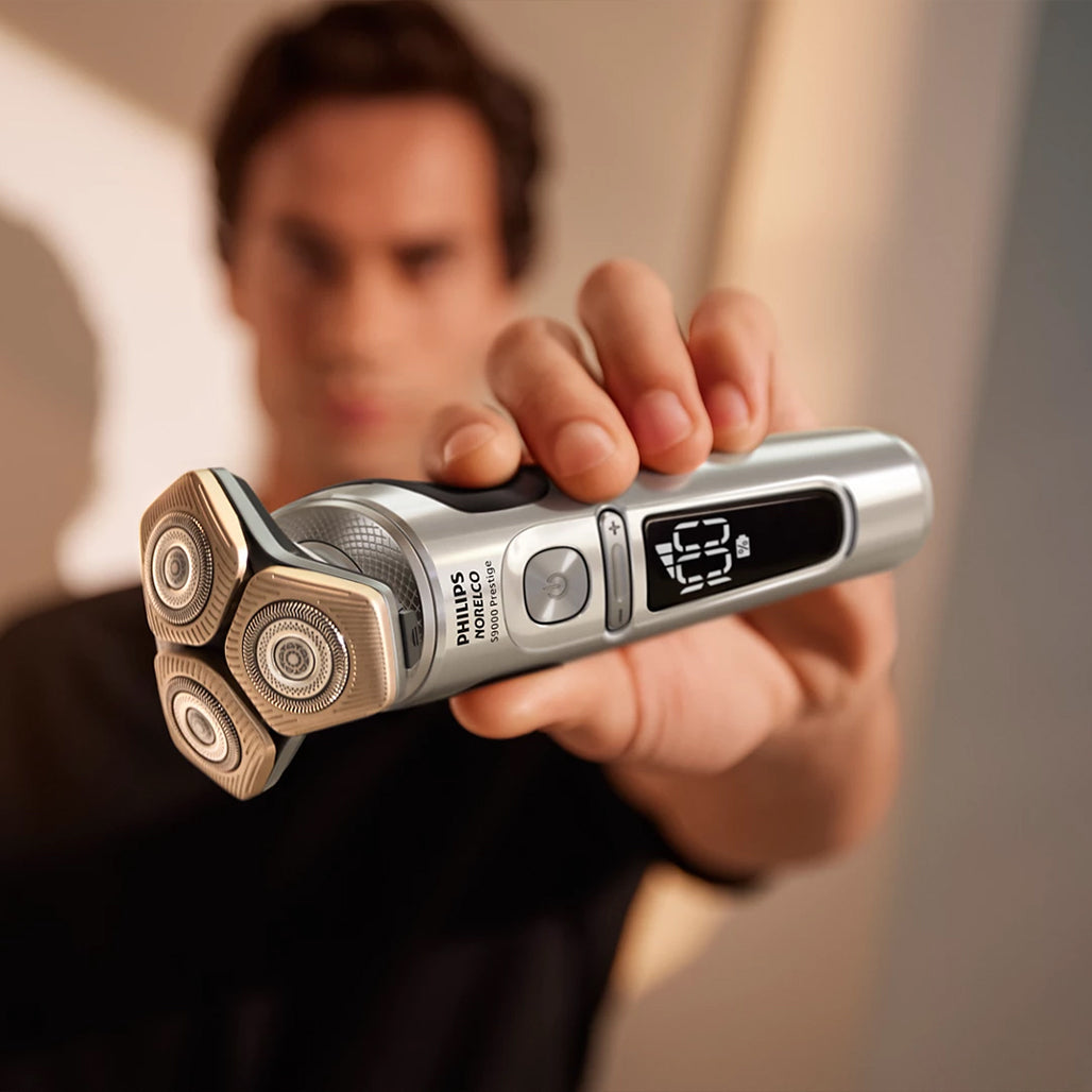 A Photo Of Philips Norelco S9000 Prestige Wet & Dry Electric Shaver with SenseIQ – Skin-Level Precision Shaving for Sensitive Skin