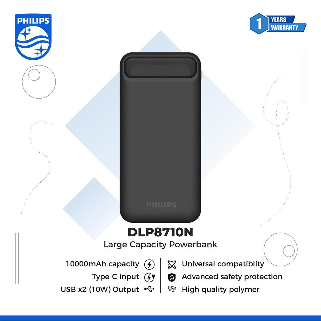 A Photo Of Philips Power Bank Fast Charging 3 Port With Advanced Safety Protection