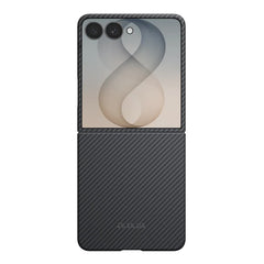 A Photo Of Pitaka Samsung Galaxy Z Flip8 Edge Case - 600D Black/Grey (Twill)