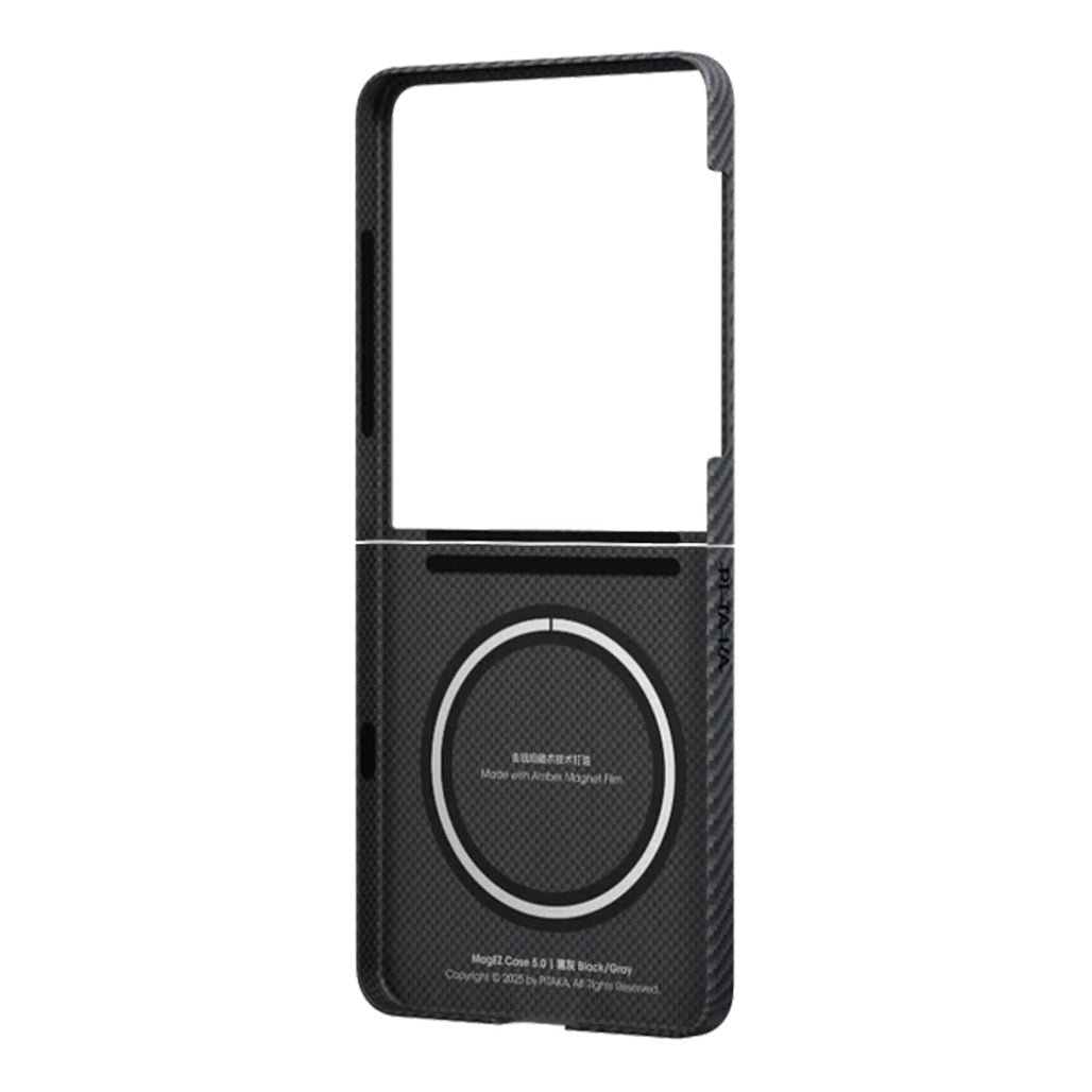 A Photo Of Pitaka Ultra-Slim Case for Samsung Galaxy Z Flip7 - 600D Black/Grey (Twill)