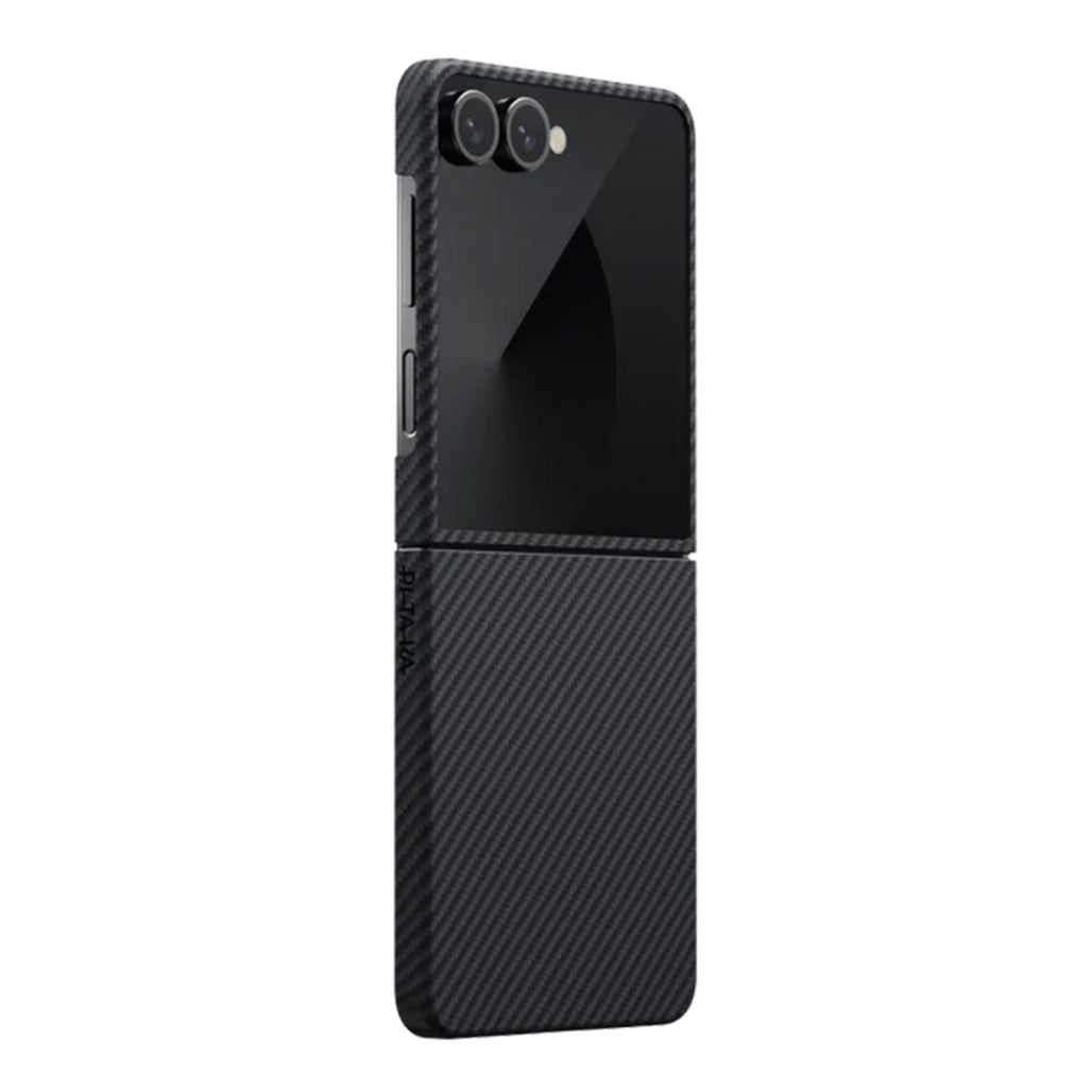 A Photo Of Pitaka Ultra-Slim Case for Samsung Galaxy Z Flip7 - 600D Black/Grey (Twill)