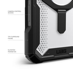 A Photo Of UAG Plasma XTE iPhone 16 Pro Case - Black/Clear | Durable, MagSafe-Compatible Case with Kickstand and 20 ft Drop Protection