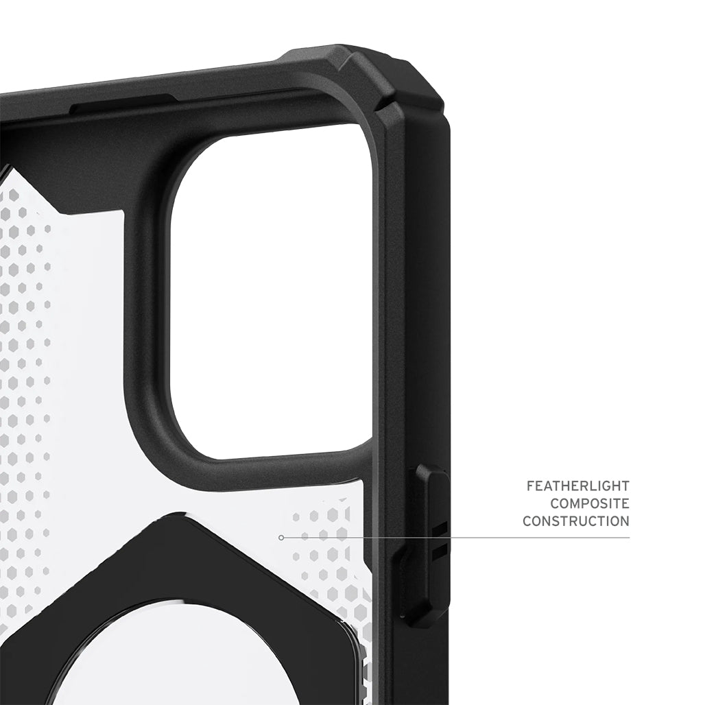 A Photo Of UAG Plasma XTE iPhone 16 Pro Case - Black/Clear | Durable, MagSafe-Compatible Case with Kickstand and 20 ft Drop Protection