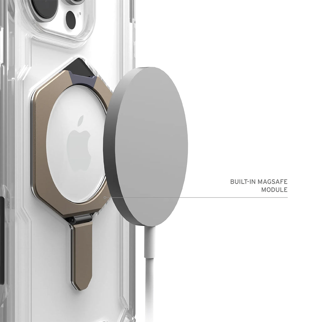 A Photo Of UAG Plasma XTE iPhone 16 Pro Max Case - Clear/Titanium | Ultimate Drop Protection, MagSafe Compatibility, and Metal Kickstand