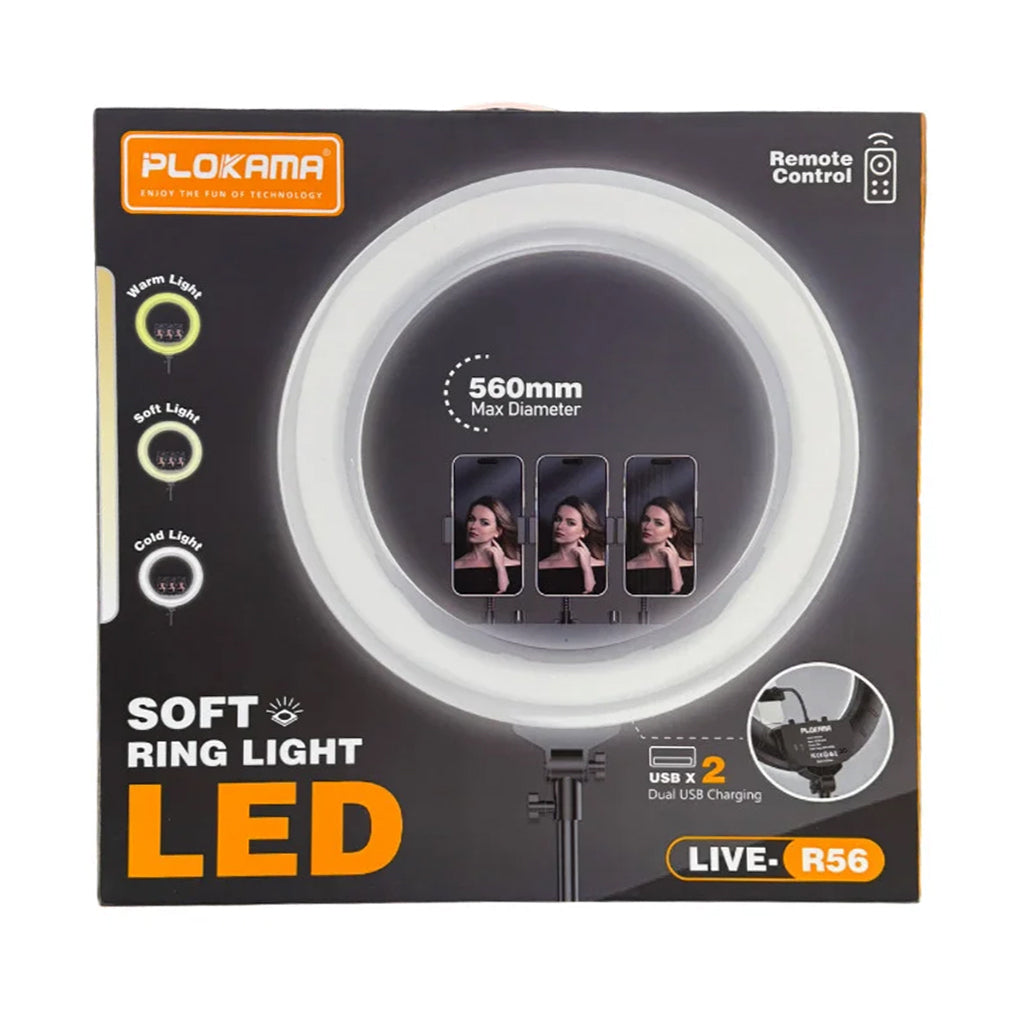 A Photo Of Plokama Live-R65 - 65cm Ring Light with Stand Mounts
