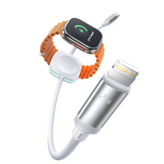 A Photo Of Porodo 2 in 1 C-L 27W Cable with Wireless Watch Charger 1.2M- White | PD-2N1CLWC-WH