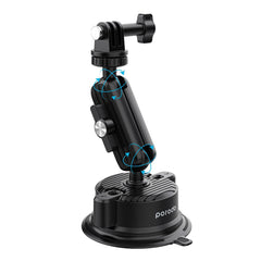 A Photo Of Porodo 2in1 Mobile and Camera Mount with Suction Base - Black