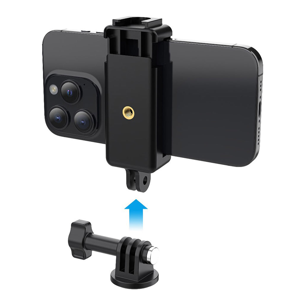 A Photo Of Porodo 2in1 Mobile and Camera Mount with Suction Base - Black