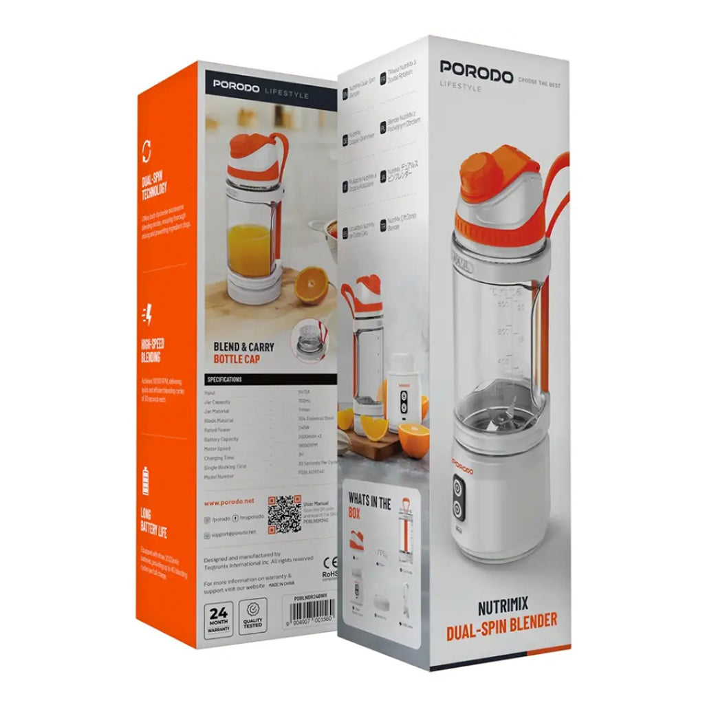 A Photo Of Porodo Lifestyle Nutrimix Dual Spin Clockwise and Reverse Portable Blender
