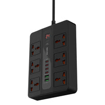 Porodo 6 AC 2 USB-A 24W & 4 USB-C PD 36W Multi-Port Super Hub 3M 3000W UK - Black