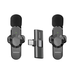 A Photo Of Porodo Audix Pro Lavalier Dual Microphone Type-C & Lightning