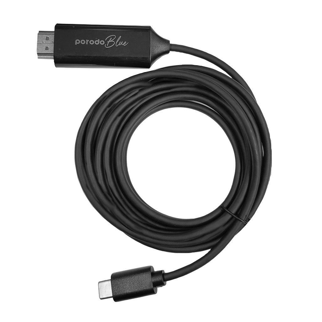 A Photo Of Porodo Blue PB-HDC2M-BK Type-C to HDMI Ultra HD 4K 2m