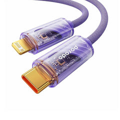 A Photo Of Porodo Braided 27W PD - C to Lightning Cable With Transparent Head - 1M