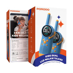A Photo Of Porodo Kids Dual LCD Walkie Talkies with Flashlight & Keypad Child Lock