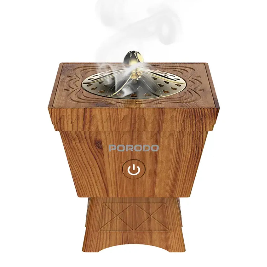 A Photo Of Porodo Lifestyle Classic Wood-Finish Portable Incense Burner