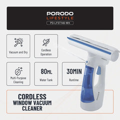 A Photo Of Porodo Lifestyle Handheld Window Cleaner – Rechargeable Glass Cleaning Vacuum with Spray, Wipe & Dry Function – 30-Min Runtime
