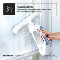 A Photo Of Porodo Lifestyle Handheld Window Cleaner – Rechargeable Glass Cleaning Vacuum with Spray, Wipe & Dry Function – 30-Min Runtime