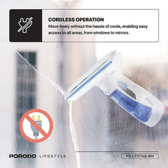 A Photo Of Porodo Lifestyle Handheld Window Cleaner – Rechargeable Glass Cleaning Vacuum with Spray, Wipe & Dry Function – 30-Min Runtime