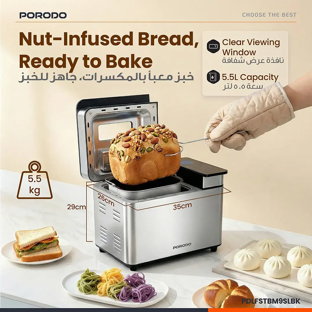 A Photo Of Porodo Lifestyle Khabaz Stainless Steel Automatic Bread Maker