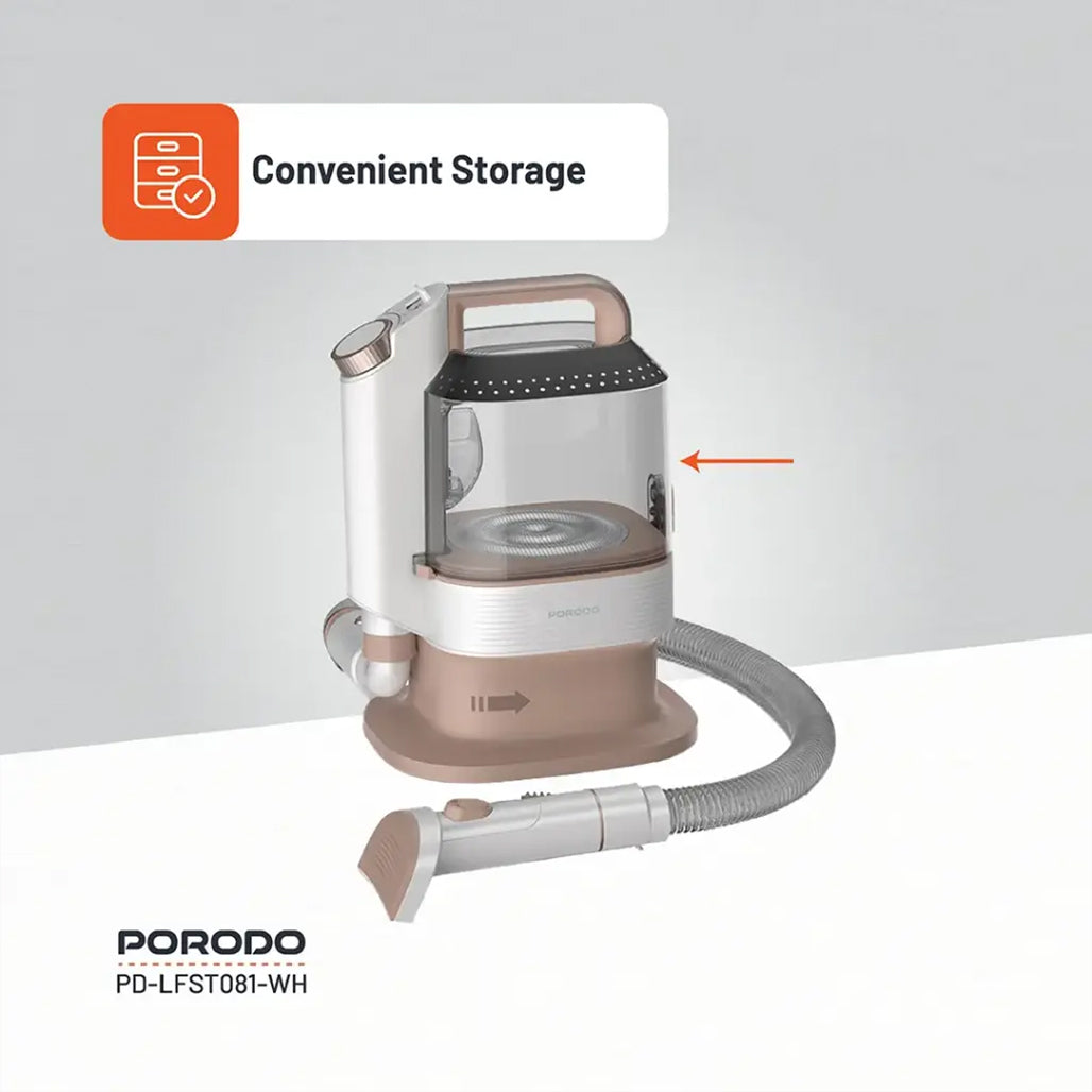 A Photo Of Porodo Lifestyle Pet Grooming Kit with Vacuum – Powerful 13500Pa Suction, Low Noise, White