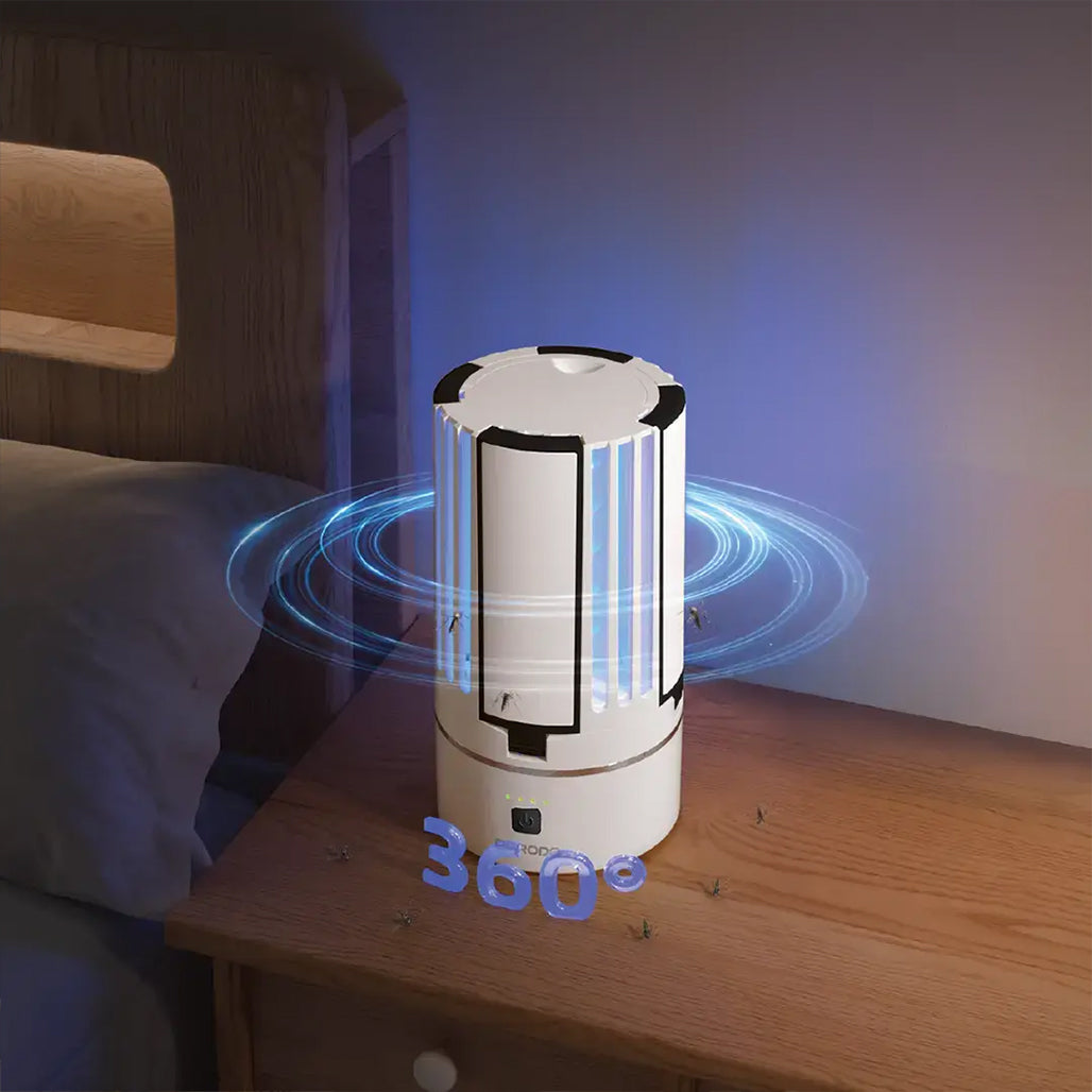 A Photo Of Porodo Lifestyle Portable 2-in-1 Insect Killer Lamp with Safe & Silent Operation - White