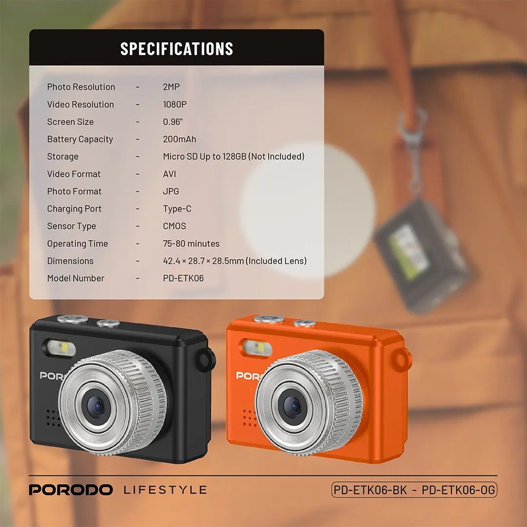 A Photo Of Porodo Lifestyle Snap & Go Mini Digital Camera