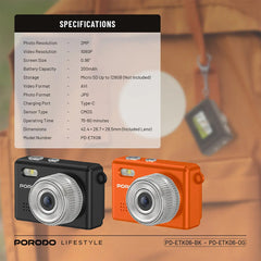 A Photo Of Porodo Lifestyle Snap & Go Mini Digital Camera
