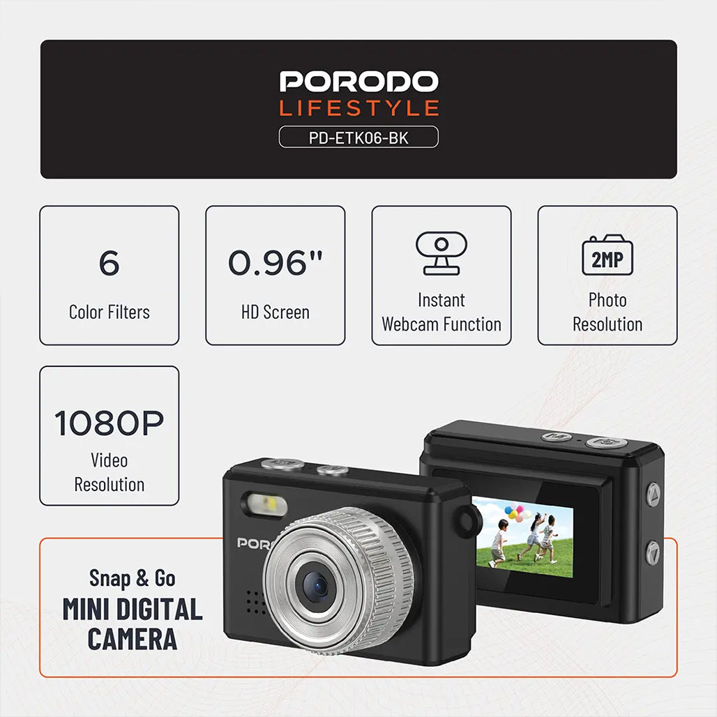 A Photo Of Porodo Lifestyle Snap & Go Mini Digital Camera