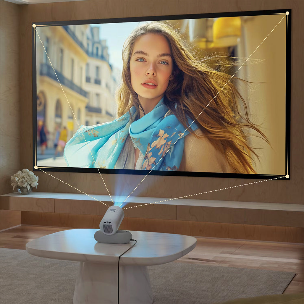 A Photo Of Porodo Lumacast - Smart Full HD Projector Auto Focus & Keystone