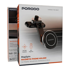 A Photo Of Porodo MagSpin Magnetic Phone Holder - Black