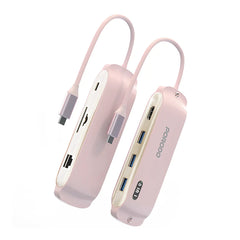 A Photo Of Porodo Malone Multi-Port USB-C Hub - Pink